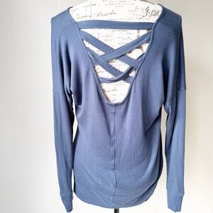Athleta Blue Crisscross Back Women Top XS